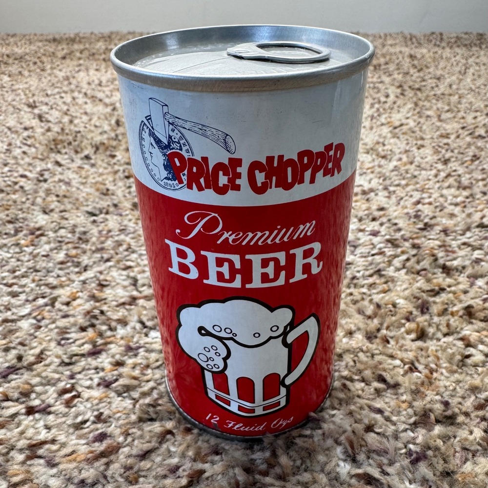 Vintage Price Chopper Premium Beer Can 12oz Steel Pull Top‎ Bottom Opened